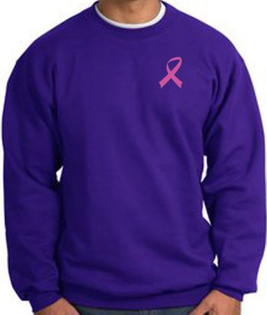 Breast Cancer Sweatshirt Pink Ribbon Pocket Print Purple Sweatshirt