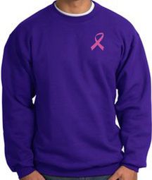 Breast Cancer Sweatshirt Pink Ribbon Pocket Print Purple Sweatshirt