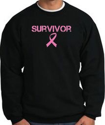 Breast Cancer Sweatshirt Ribbon Distressed Survivor Black Sweat Shirt