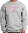 Breast Cancer Sweatshirt - Ribbon Distressed Survivor Grey Sweat Shirt