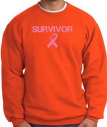 Breast Cancer Sweatshirt Ribbon Distressed Survivor Orange Sweat Shirt