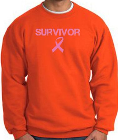 Breast Cancer Sweatshirt Ribbon Distressed Survivor Orange Sweat Shirt