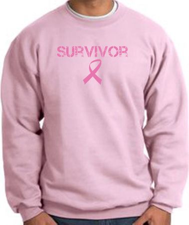 Breast Cancer Sweatshirt Ribbon Distressed Survivor Pink Sweat Shirt
