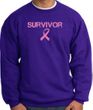 Breast Cancer Sweatshirt Ribbon Distressed Survivor Purple Sweat Shirt