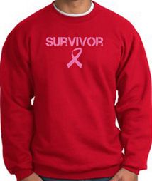 Breast Cancer Sweatshirt Ribbon Distressed Survivor Red Sweat Shirt