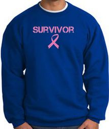Breast Cancer Sweatshirt Ribbon Distressed Survivor Royal Sweat Shirt