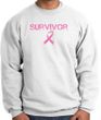 Breast Cancer Sweatshirt Ribbon Distressed Survivor White Sweat Shirt