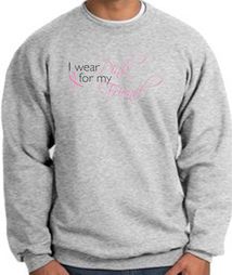 Breast Cancer Sweatshirt - Ribbon Pink For My Friend Grey Sweat Shirt