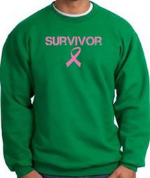 Breast Cancer Sweatshirt - Ribbon Survivor Kelly Green Sweat Shirt