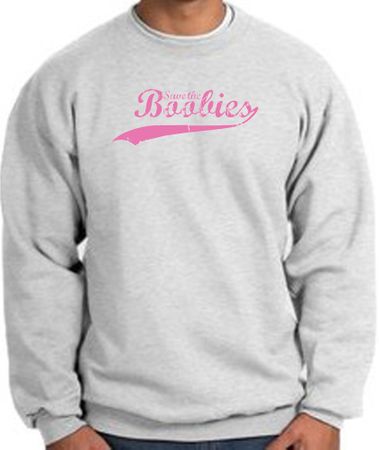 Breast Cancer Sweatshirt - Save The Boobies Adult Ash Sweat Shirt