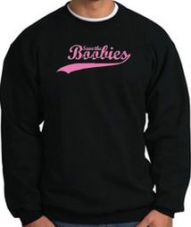 Breast Cancer Sweatshirt - Save The Boobies Adult Black Sweat Shirt