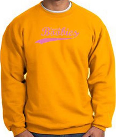 Breast Cancer Sweatshirt - Save The Boobies Adult Gold Sweat Shirt