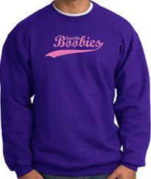 Breast Cancer Sweatshirt - Save The Boobies Adult Purple Sweat Shirt