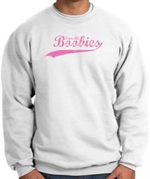 Breast Cancer Sweatshirt - Save The Boobies Adult White Sweat Shirt