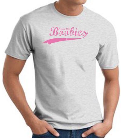 Breast Cancer T-shirt Distressed Save The Boobies Adult Ash Tee Shirt
