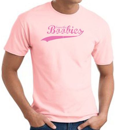 Breast Cancer T-shirt Distressed Save The Boobies Adult Pink Tee Shirt
