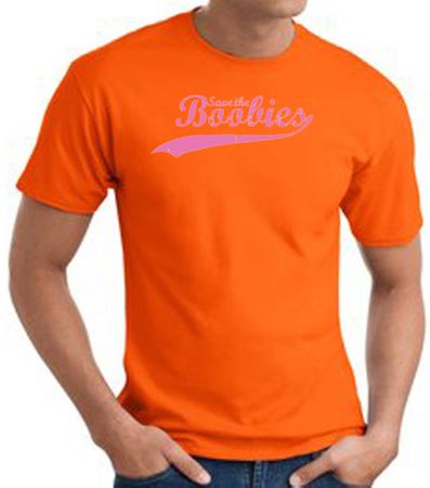 Breast Cancer T-shirt Distressed Save The Boobies Orange Tee Shirt