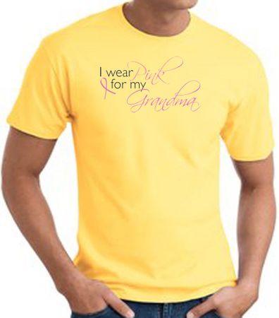 Breast Cancer T-shirt I Wear Pink For My Grandma Yellow Tee