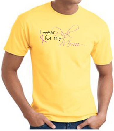 Breast Cancer T-shirt I Wear Pink For My Mom Yellow Tee