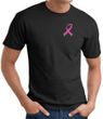 Breast Cancer T-shirt Pink Ribbon Pocket Print Black Tee