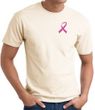 Breast Cancer T-shirt Pink Ribbon Pocket Print Natural Tee