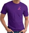 Breast Cancer T-shirt Pink Ribbon Pocket Print Purple Tee