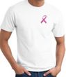Breast Cancer T-shirt Pink Ribbon Pocket Print White Tee
