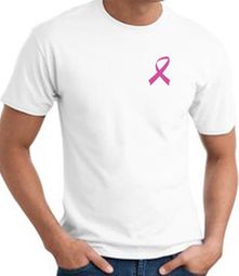 Breast Cancer T-shirt Pink Ribbon Pocket Print White Tee