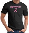 Breast Cancer T-shirt Ribbon Distressed Survivor Adult Black Tee Shirt