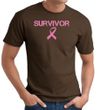 Breast Cancer T-shirt Ribbon Distressed Survivor Adult Brown Tee Shirt