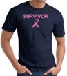 Breast Cancer T-shirt Ribbon Distressed Survivor Adult Navy Tee Shirt