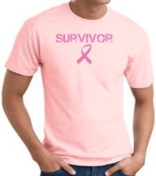 Breast Cancer T-shirt Ribbon Distressed Survivor Adult Pink Tee Shirt