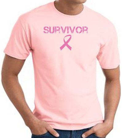 Breast Cancer T-shirt Ribbon Distressed Survivor Adult Pink Tee Shirt