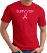 Breast Cancer T-shirt Ribbon Distressed Survivor Adult Red Tee Shirt