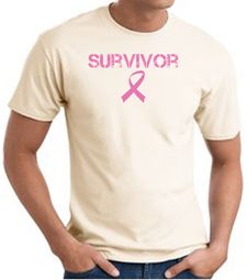Breast Cancer T-shirt Ribbon Distressed Survivor Natural Tee Shirt