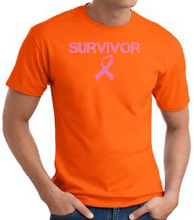 Breast Cancer T-shirt Ribbon Distressed Survivor Orange Tee Shirt