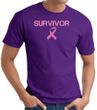 Breast Cancer T-shirt Ribbon Distressed Survivor Purple Tee Shirt