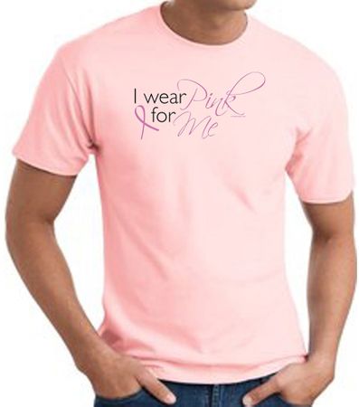 Breast Cancer T-shirt Ribbon I Wear Pink For Me Pink Tee