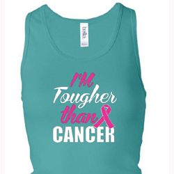 Breast Cancer Tanktop Tougher Than Cancer Longer Length Racerback Tank
