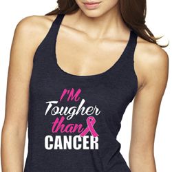 Breast Cancer Tanktop Tougher Than Cancer Tri Blend Racerback Tank