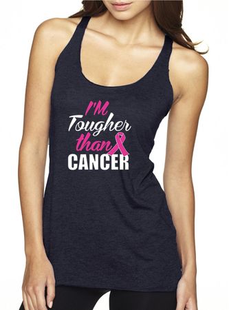 Breast Cancer Tanktop Tougher Than Cancer Tri Blend Racerback Tank