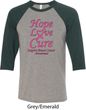 Breast Cancer Tee Hope Love Cure Raglan Shirt