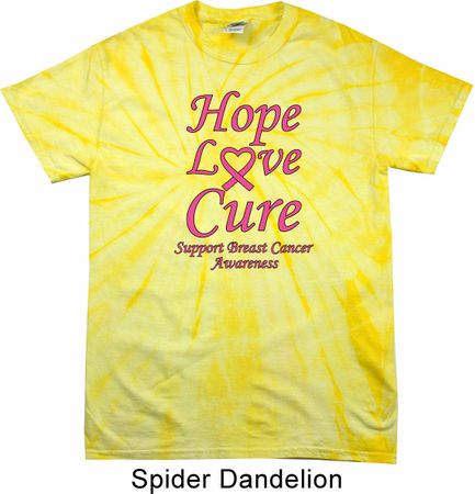 Breast Cancer Tee Hope Love Cure Tie Dye T-shirt