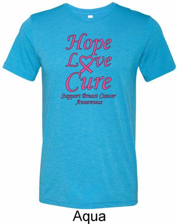 Breast Cancer Tee Hope Love Cure Tri Blend Tee