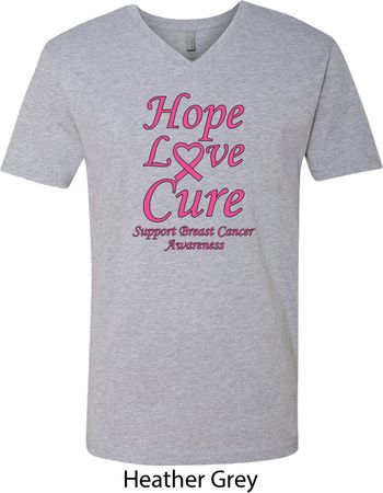 Breast Cancer Tee Hope Love Cure V-neck