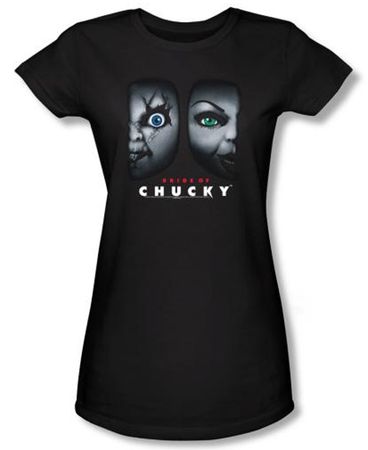 Bride Of Chucky Juniors T-shirt Movie Happy Couple Black Tee Shirt