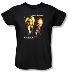 Bride Of Chucky Ladies T-shirt Movie Chucky Gets Lucky Black Tee Shirt