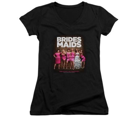 Bridesmaids Shirt Juniors V Neck Poster Black Tee T-Shirt