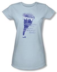 Bruce Lee Juniors T-shirt 10,000 Kicks Saying Light Blue