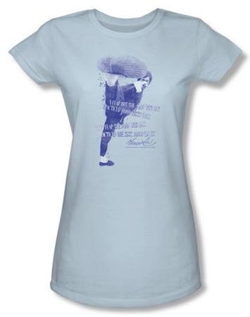 Bruce Lee Juniors T-shirt 10,000 Kicks Saying Light Blue